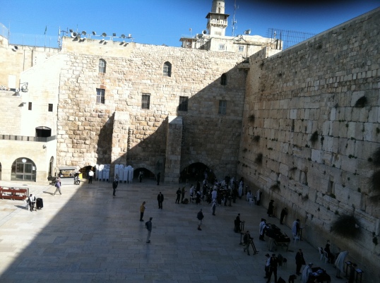 The Western Wall in the Old City of Jerusalem - one of the most sacred sites of the Jewish faith. My colleagues and I folded pieces of paper with our prayers and placed them here.