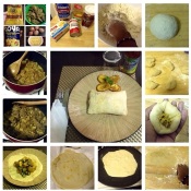 My homemade Trini-style dhalpuri roti with curry chicken, potato and channa.